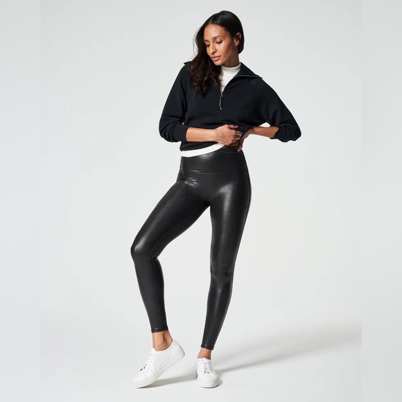 SpanxShape Faux Leather Leggings Black size Large - Picture 1 of 7